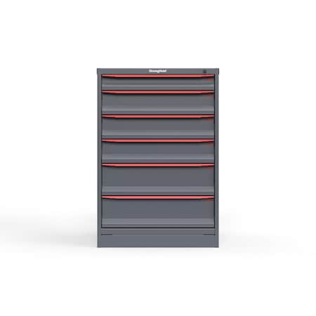 Strong Hold 6 drawer cabinet - (1x 3ft, 3x 5ft, 2x 7ft) - Red accents - Keyed Alike S3044-PPAAS-0601DS
