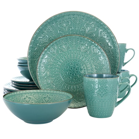 Elama Sea Foam Mozaic 16 Piece Luxurious Stoneware Dinnerware with Complete Setting for 4 EL-SEAFOAMMOZAIC