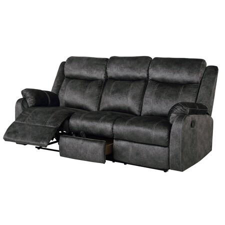 Homeroots 80" Dark Gray Fabric Reclining USB Sofa With Toss Pillow 559215