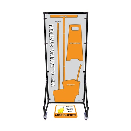 5S Supplies Housekeeping Shadow Board Broom Station V15, Gray / Orange, Kit HSB-V15-GRAY/ORANGE-KIT