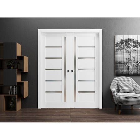 Sartodoors Double Pocket Interior Door, 56" x 80", White QUADRO4088DP-WS-56