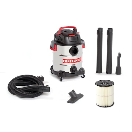 Craftsman 10 Gallon 6.0 Peak HP Stainless Steel Wet/Dry Shop Vacuum with Attachments CMXEVBE17155