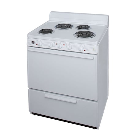Premier Electric Range, Individual Signal Lights, 30 inW x 40 inH x 26 inD, 2.91 cu. Ft., Coil Top, White 805714