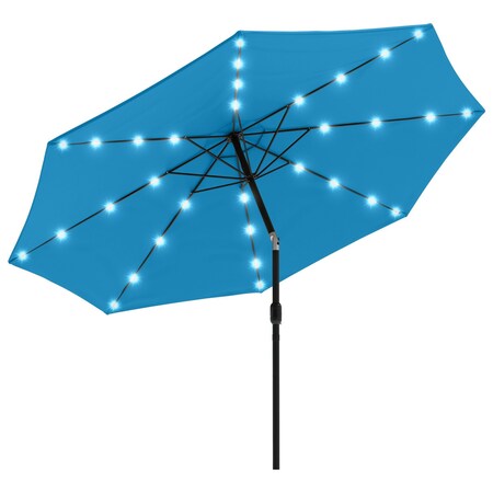 Pure Garden Patio Umbrella w/ Lights 10 ft Outdoor Sun Shade Canopy w/ 32 Solar LEDs UV 30+ Protection 50-LG1426