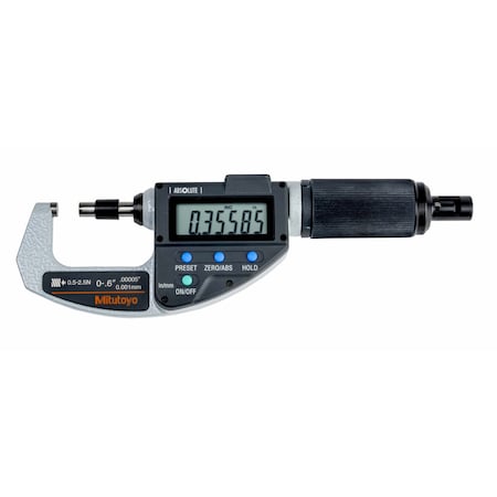 Mitutoyo Absolute Digital Micrometer, Adjustable Force Quickmike, 0-0.6 In  0.5-2.5N 227-211-22