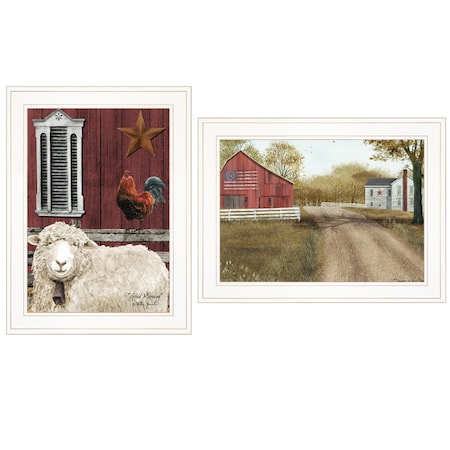 Homeroots Set Of Two Good Morning 1 White Framed Print Wall Art, 2PK 406193