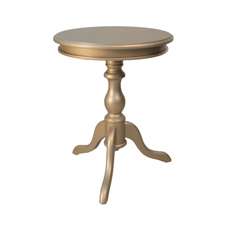 Homeroots 25" Champagne Wood Round End Table 493224