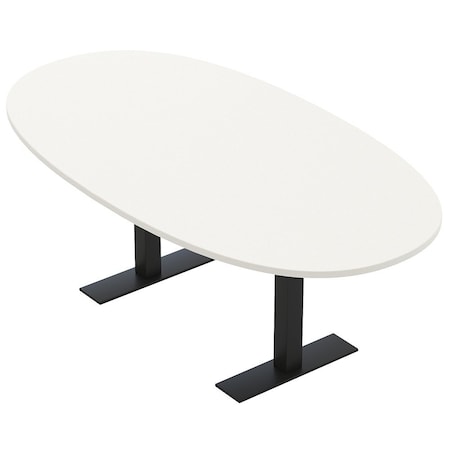 Skutchi Designs 6 Person Conference Table With Power Unit | 6' Boval Table | Harmony Series HAR-BOVL-48X72-T.BK-W960-NA