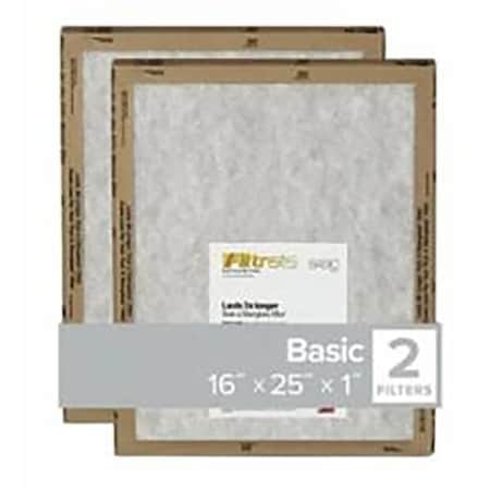 Filtrete Air Filter, 25 in L, 16 in W, 2 MERV, For: Air Conditioner, Furnace and HVAC System FPL01-2PK-24