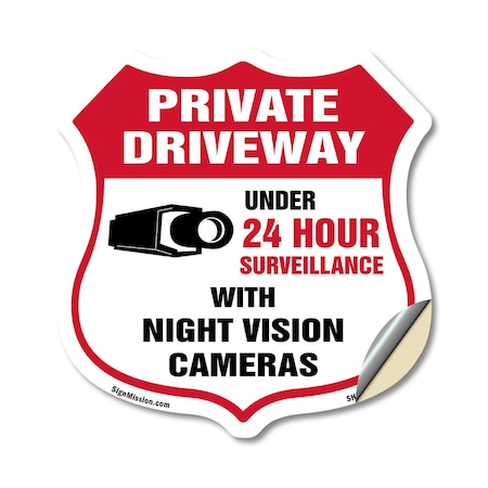 Signmission Private Driveway Shield Sign Under 24 Ho, 18 Inch X 18 Inch, Vinyl Decal SHI-D-18-437