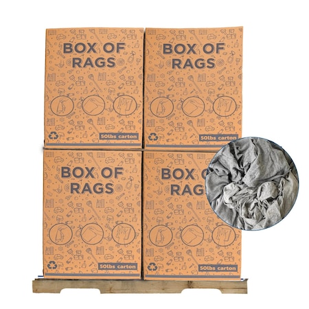 Supremeplus Recycled Gray Knit T-Shirt Cleaning Rags, 600 lbs. Pallet, 50x 12 lbs. Boxes, 12PK SP-7080