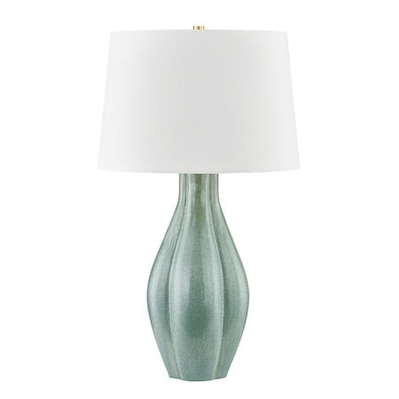 Hudson Valley Lighting Galloway 1 Light Table Lamp 18 In. Aged Brass/Ceramic Moss Ivory L7231-AGB/C09