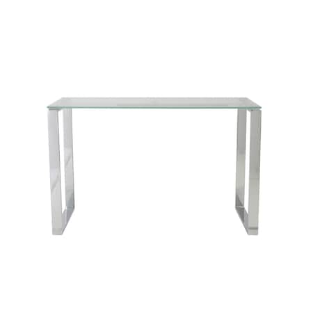 Homeroots Pro Mod Clear Glass and Polished Stainless Steel Desk 400740