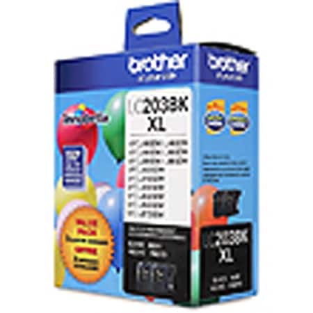 Brother LC203BK XL High Yield Black Ink Cartridge 2-Pack, 2PK LC2032PKS