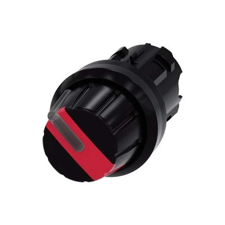 Siemens Selector switch, illuminable, 22 mm, round, plastic, red, Rotary knob 3SU1002-2AF20-0AA0