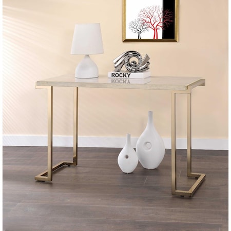 Oceantailer 29.5 x 44 x 17.75 in. Faux Marble Paper Venner Sofa Table - Champagne 286331