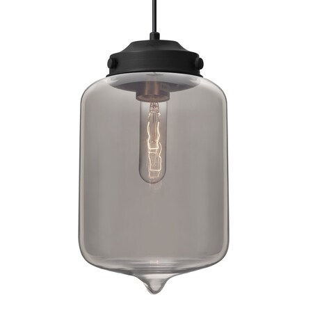 Besa Lighting Besa Olin Pendant, Smoke, Black Finish, 1x 60W MAX E26 Base 1JT-OLINSM-BK