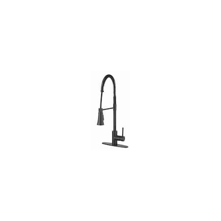 Homepointe Industrial Kitchen Faucet With Pull-Down Spray, Single Handle, Stainless Steel 240696