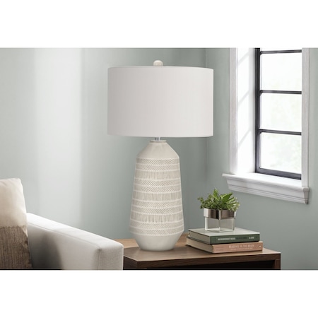 Monarch Specialties Lighting, 33 in.H, Table Lamp, Ivory / Cream Shade, Cream Ceramic, Contemporary I 9613