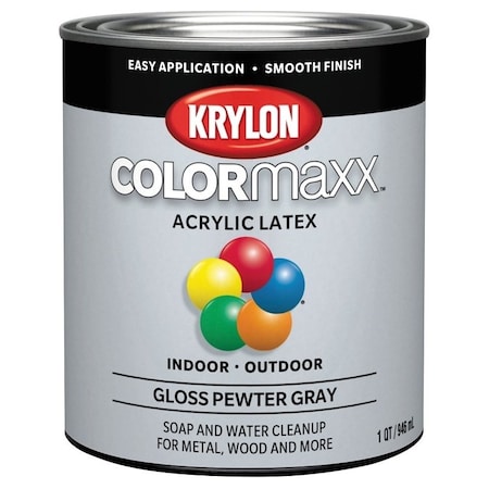 Krylon Paint, Gloss, Pewter Gray, 32 oz, 100 sq-ft Coverage Area K05644007