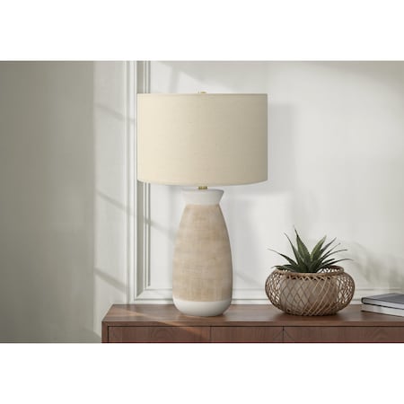 Monarch Specialties Lighting, 27 in.H, Table Lamp, Cream Ceramic, Beige Shade, Contemporary I 9724
