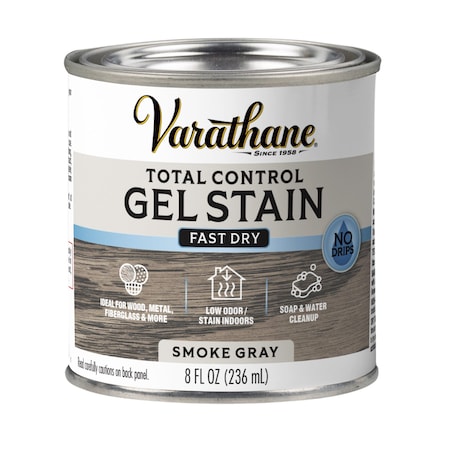 Varathane One Step Water-Based Gel Wood Stain, Smoke Gray, 1/2 Pint 245311