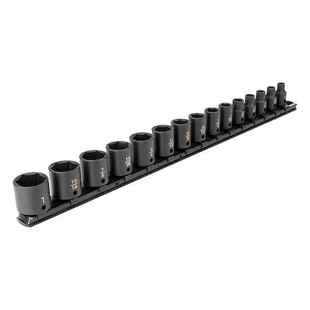 Tekton Impact Socket Set, Steel, 15 Pieces SID91104