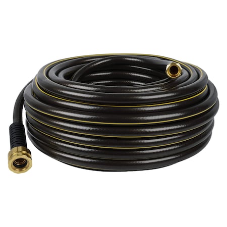 Zoro Select 5/8 in ID x 100 ft L Heavy Duty Water Hose, PVC Tube, Black, Aluminum x Aluminum Fitting CELIH58100