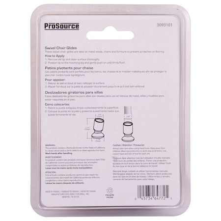 Prosource Furniture Slide Glide, PE/Steel, Black, Brass, 1-1/8 x 1-1/4 x 1-1/8 in Dimensions FE-51142-PS