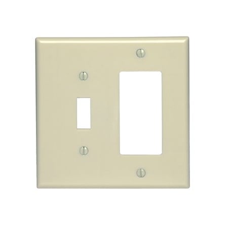 Leviton Combination Wallplate, Midway Size, Gang 2, Ivory 80605-I