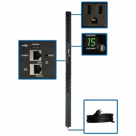 Eaton 1.4kW Single-Phase Switched PDU - LX Interface, 120V Outlets 16 5-15R, 10 ft. 3.05 m Cord PDUMV15NETLX
