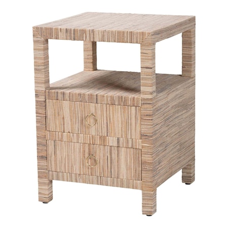 Bali & Pari Paine Bohemian Woven Grasscloth 2-Drawer Nightstand 255-14049-ZORO