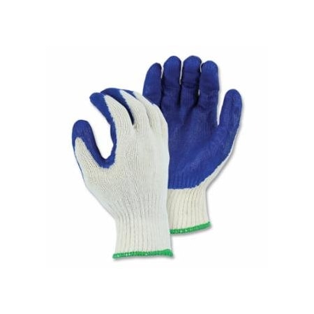 Majestic String Knit Gloves with Palm Coating, 10/Large, White with Blue Coating, 12PK 472-3379/11