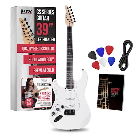 Lyxpro CS 39 in. Left Hand Electric Guitar Kit with Guitar, Amp Cable, 6 Picks and More LYXEGST39WLH