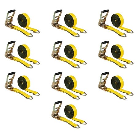 Mytee Products 2inx30ft Ratchet Strap w/Delta Ring 3333 lbs WLL Car Tie Down Strap for Truck, 10PK RS230Dx10