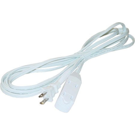 Cable Wholesale Extension Cord, 16 AWG, Indoor, 16/2, 3 Outlets, 1-15R, White, 1-15P, 12 ft 10W1-39112