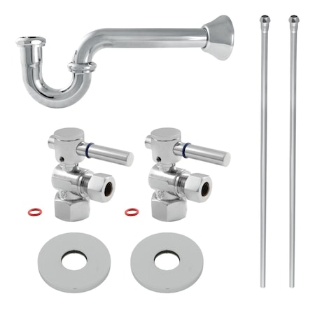Kingston Brass Bathroom Plumbing Supply Kit, 1/2" NPT Female Inlet x 3/8" O.D. Compression Outlet, Polished Chrome KPK401