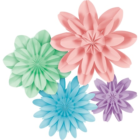 Teacher Created Resources Pastel Pop Paper Flowers, 4-Piece Set 8352
