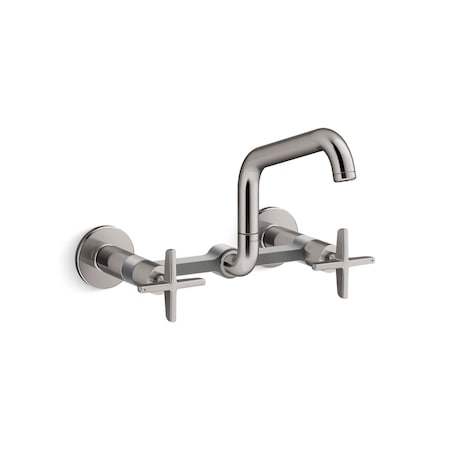 Kohler Billet Two-hole wall-mount bridge kitchen sink faucet 28666-3-TT