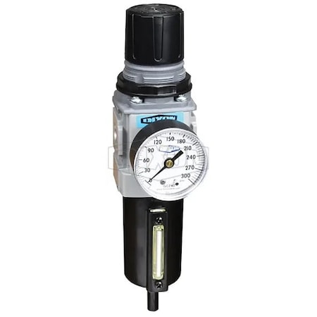 Dixon Wilkerson by Self-Relieving Compact Filter/Regulator with GC230 Gauge and Sight Glass, 1/2 in NPT/BS B18-04AGMB