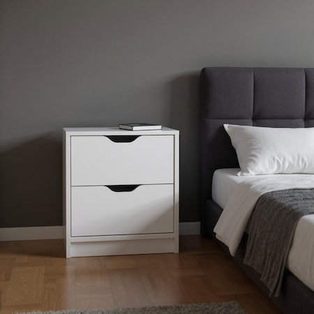 Homeroots 19" White Wood Two Drawer Nightstand 526147