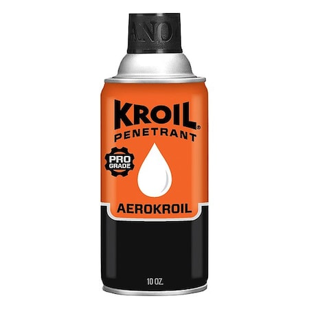 Kroil Penetrating Lubricant, 10 oz, Aerosol Spray Can, Petroleum Distillates Base, 270 Degrees F Max Op Temp, Not Rated, Red KS102C