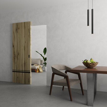 Sartodoors Hidden Barn, Planum 0012 Oak, Sturdy Finished Flush Modern Doors, Magic Concealed Sliding Set 36" x PLANUM0012HB-DUB-36