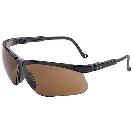 Uvex Semi-Rimless Safety Glasses with Black Frame, Espresso Lens with Ultra-Dura Hardcoat S3201