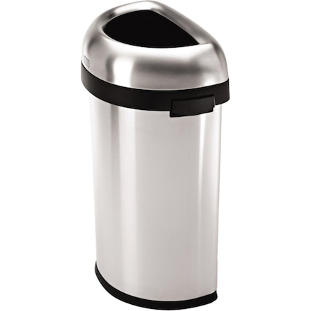 Simplehuman 16 gal Round Indoor Metal Can, Brushed, Stainless Steel, 18.5 in CW1468