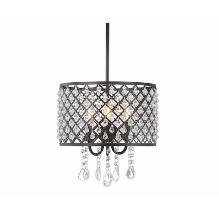 Jonathan Y Gigi 13 in. Metal/Crystal Adjustable LED Drop Chandelier, Black/Clear JYL7463A