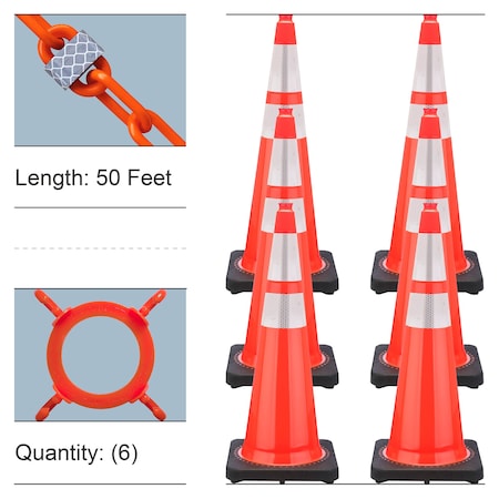 Mr. Chain Traffic Cone, 36 in Height, Traffic Orange 6 PK 27280-6