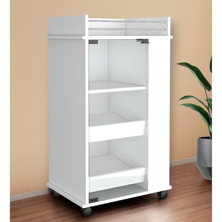 Homeroots White Rolling Bar Cart With Wine Storage 535106