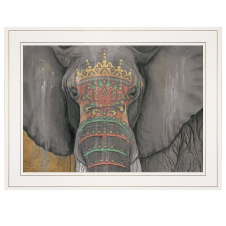 Homeroots Tattooed Elephant 1 White Framed Print Wall Art 404336
