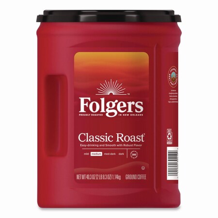 Folgers Classic Roast Ground Coffee, Classic Roast, 40.3 oz Canister 30419EA